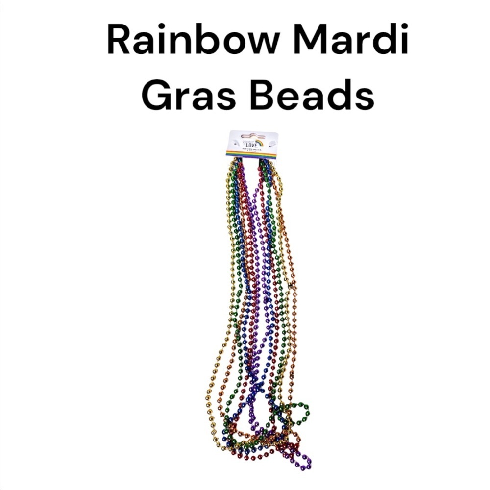 NWT Rainbow Season of Love Mardi Gras Bead Necklaces, Set of 6